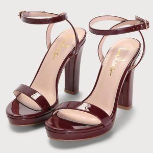 Oxblood Patent Platform High Heel Sandals Size 6